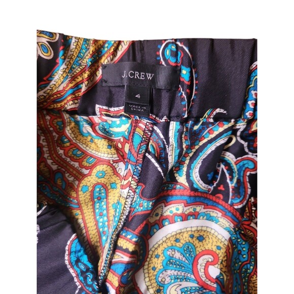 J. Crew Silk Paisley Maximalist Cropped Pants Women's Size 4 Black Resort Office - Picture 2 of 9